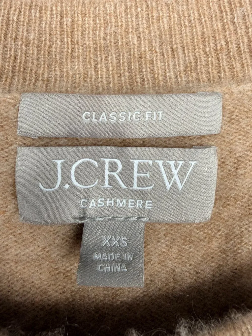 J. Crew Cashmere Classic-Fit Crewneck Sweater Heather Camel XXS #A2832